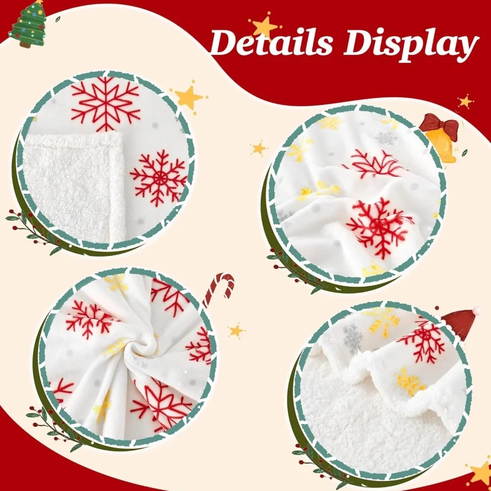 Holiday Snowflake Blanket - Red, Yellow, Gray